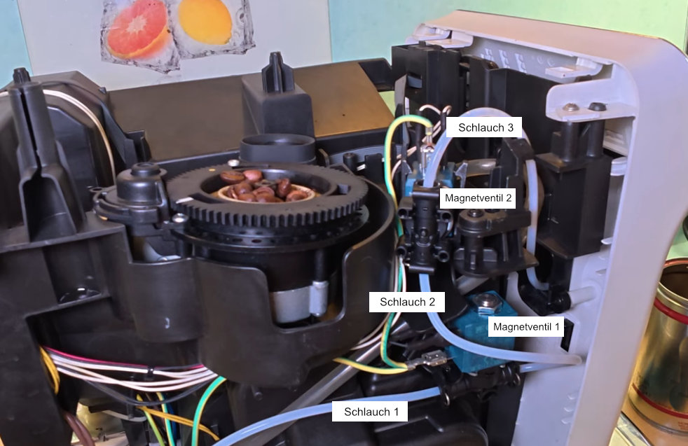 Innenansicht eines Philips EP Kaffeevollautomaten